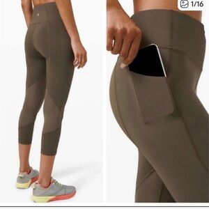 Lululemon Olive Green Pace Rival Crop Leggings